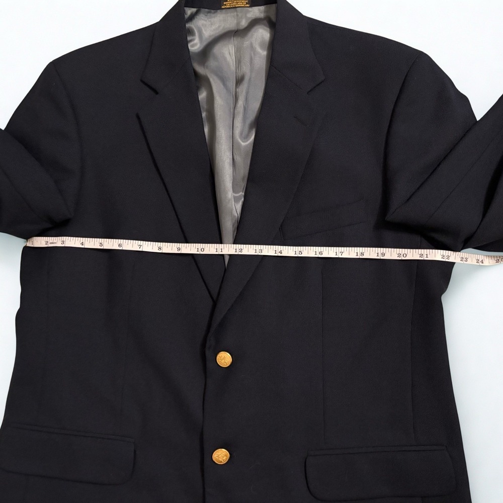 Stafford Blazer Sport Jacket Coat Mens 42L Blue Navy Wool Gold Buttons - Picture 16 of 16
